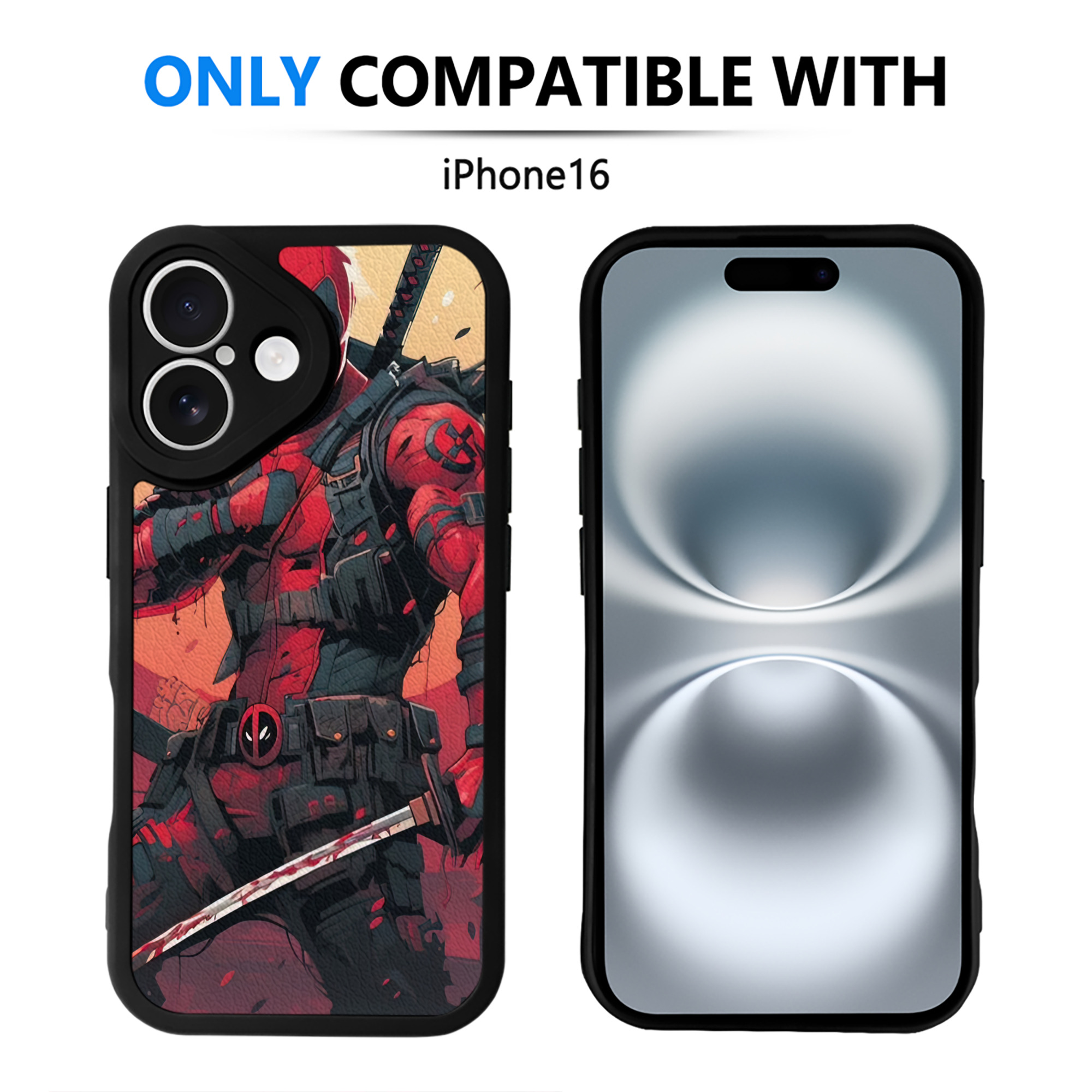 （画像用） Deadpool デッドプール 【iPhone 16シリーズ対応】シリコンスマホケース（レザー調） 材質：シリコン